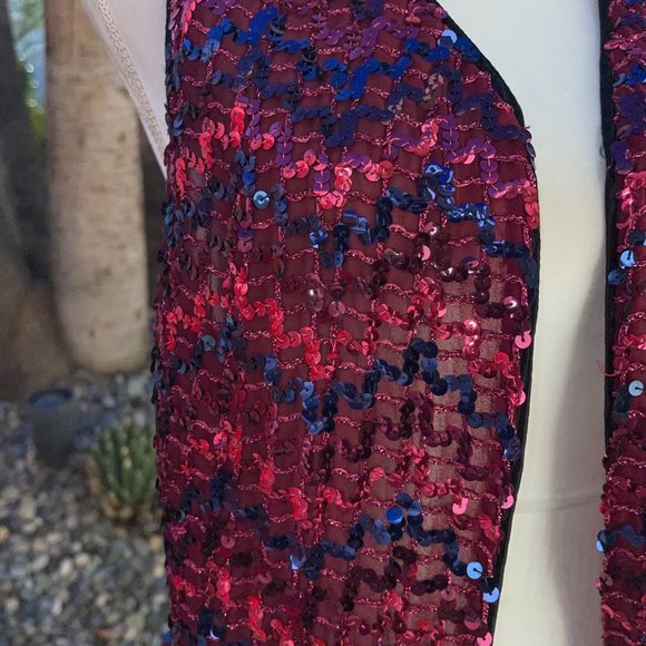 HARRY STYLES COSTUME Jack Bryan Sequin Beaded Suit Jacket Vest Size Pink/Maroon - Picture 5 of 9